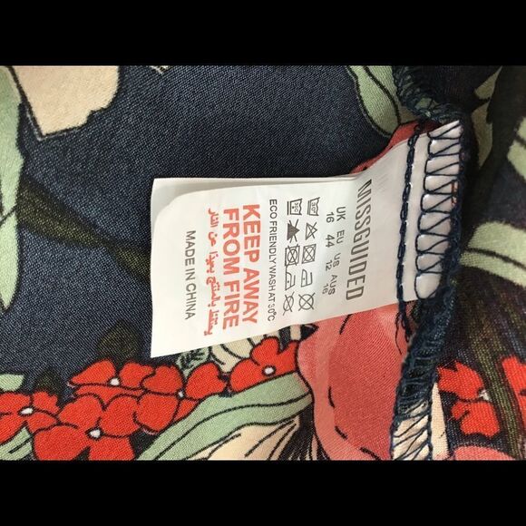 Missguided Tall Tie Waist Floral Smock Dress Size 12 - Picture 13 of 14